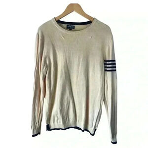AFAIK‎ Women's Long Sleeve Cream Black Stripe Cotton Sweater Size Large